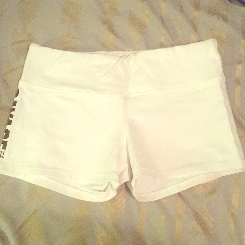 Savage Barbell White Spandex shorts